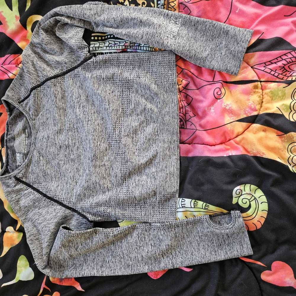 Gray Long Sleeve Athletic Top